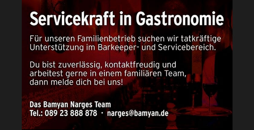 Servicekraft im Bamyan Narges München gesucht