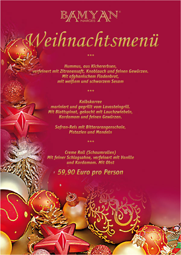 Das Weihnachtsmenü 2018 im Bamyan Narges München